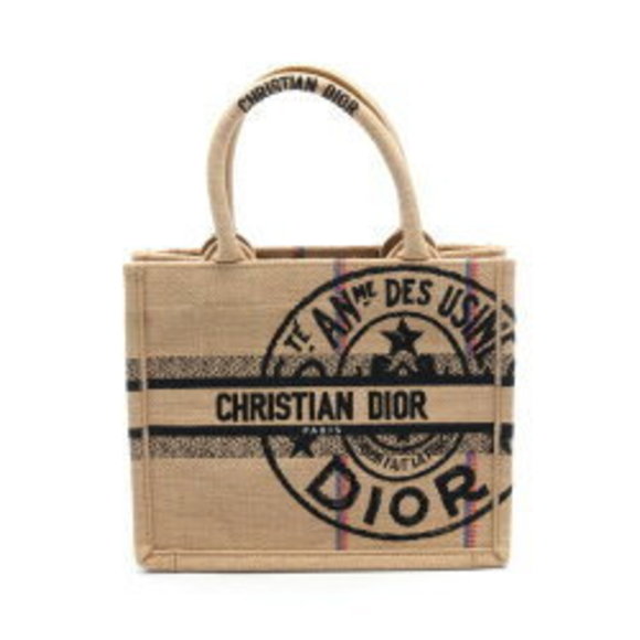 Dior Book Tote ion Bag Jute Canvas Beige Multicolor - Picture 1 of 6